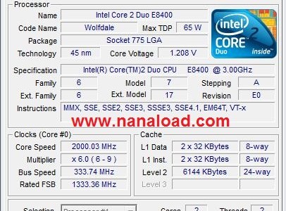 CPU Intel Core2Duo E8400