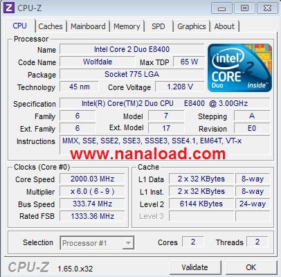 CPU Intel Core2Duo E8400